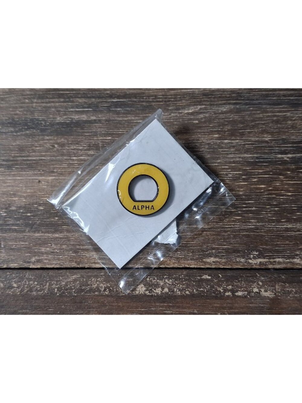 Alpha Circle Badge Pin Yellow Enamel